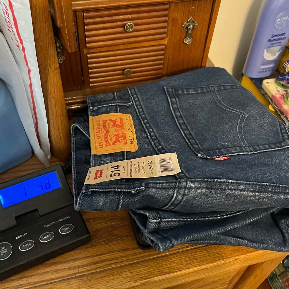Levi’s 514 Straight Leg Denim Jeans Kids Boys 12 Husky 32” x 27” NEW